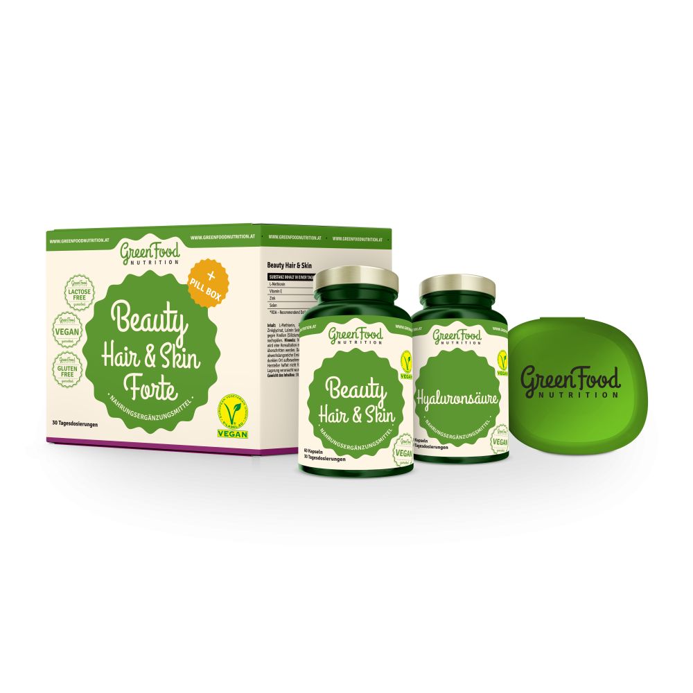 GreenFood Nutrition Beauty Hair & Skin Forte + Pillbox