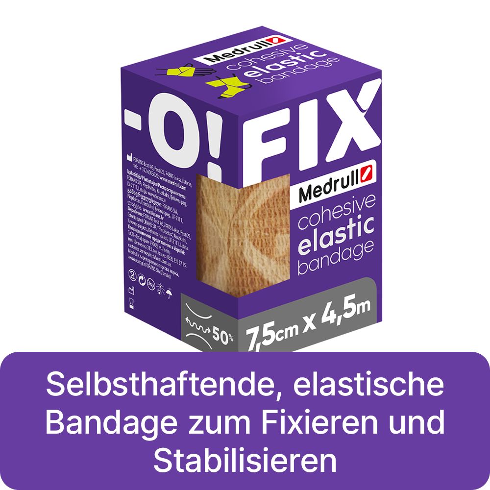 Fix-O selbsthaftende, elastische Bandage 7,5cm x 4,5m, latexfrei, hautfarben
