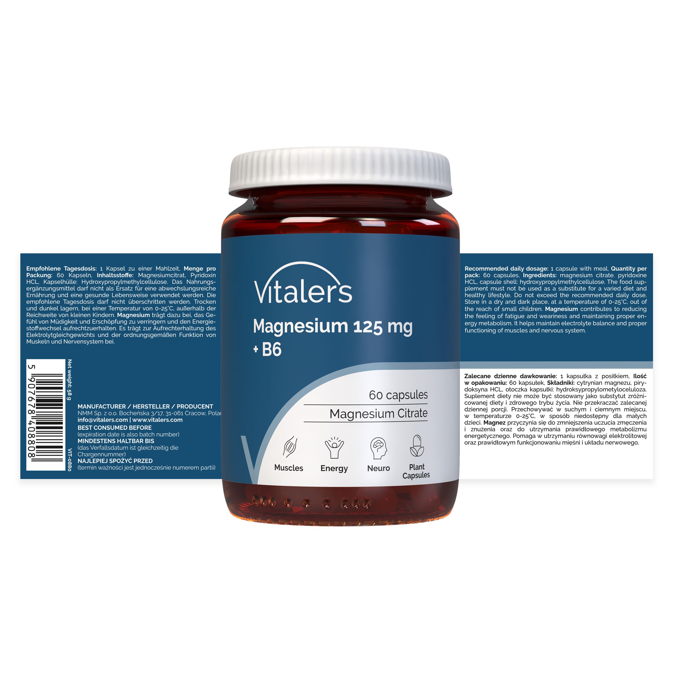Vitaler’s Magnesium 125 mg + Vitamin B6
