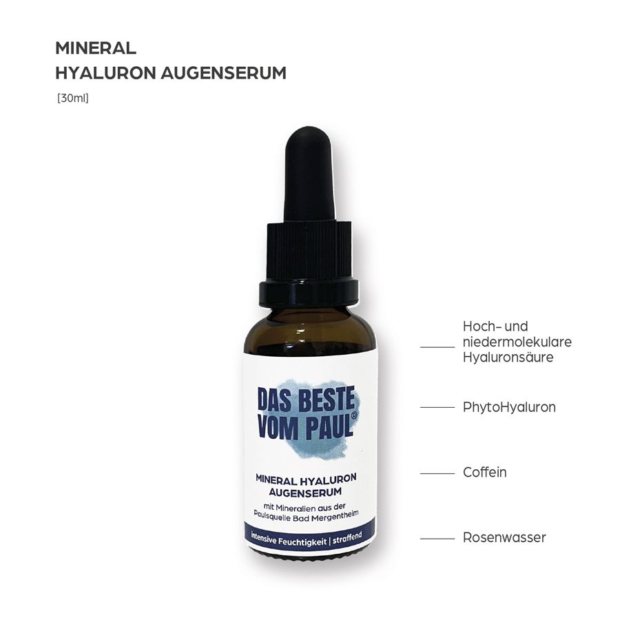 Das Beste vom Paul MINERAL HYALURON AUGENSERUM für einen wachen Blick und weniger Schwellungen