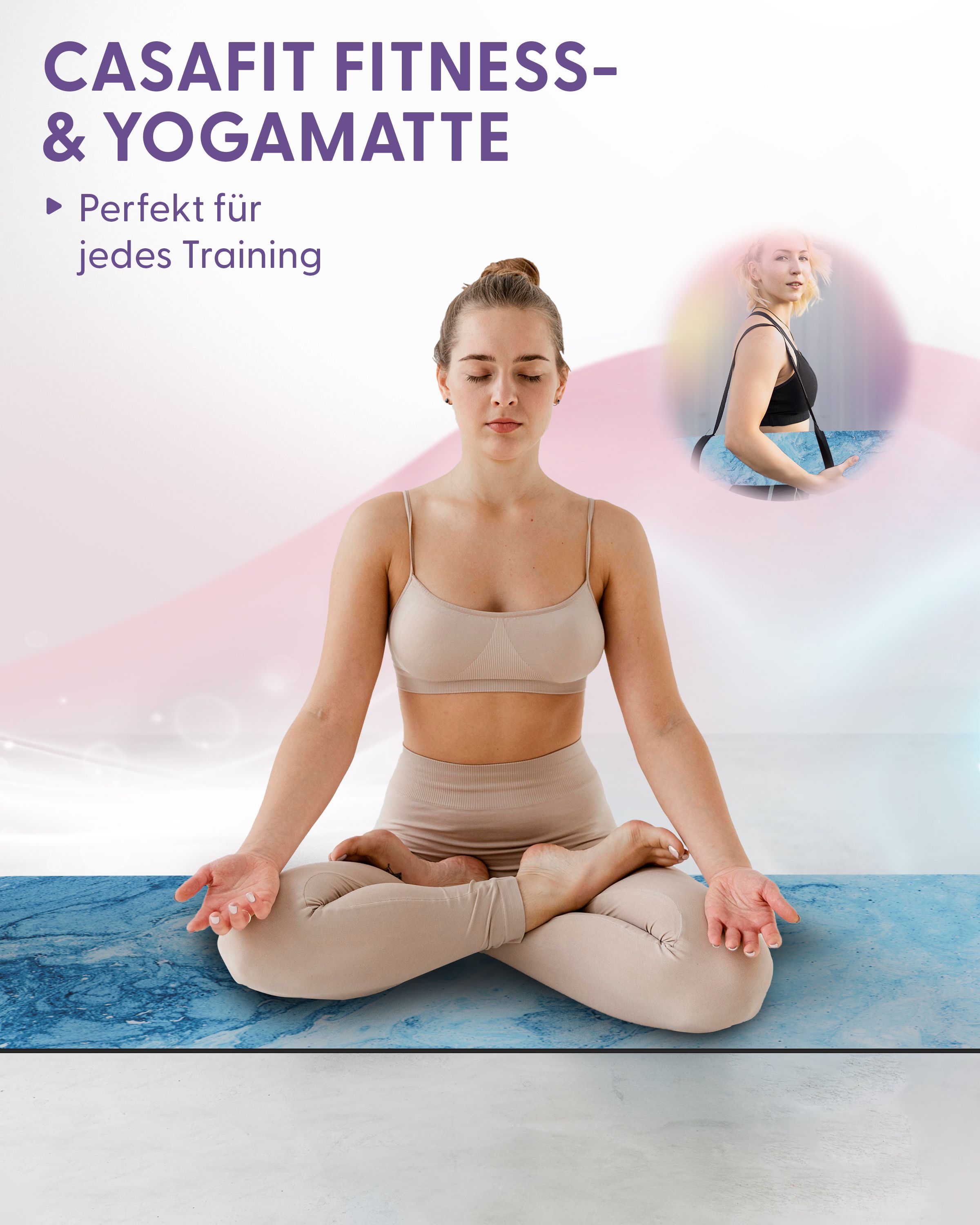 Fitness- & Yogamatte - blue swirl