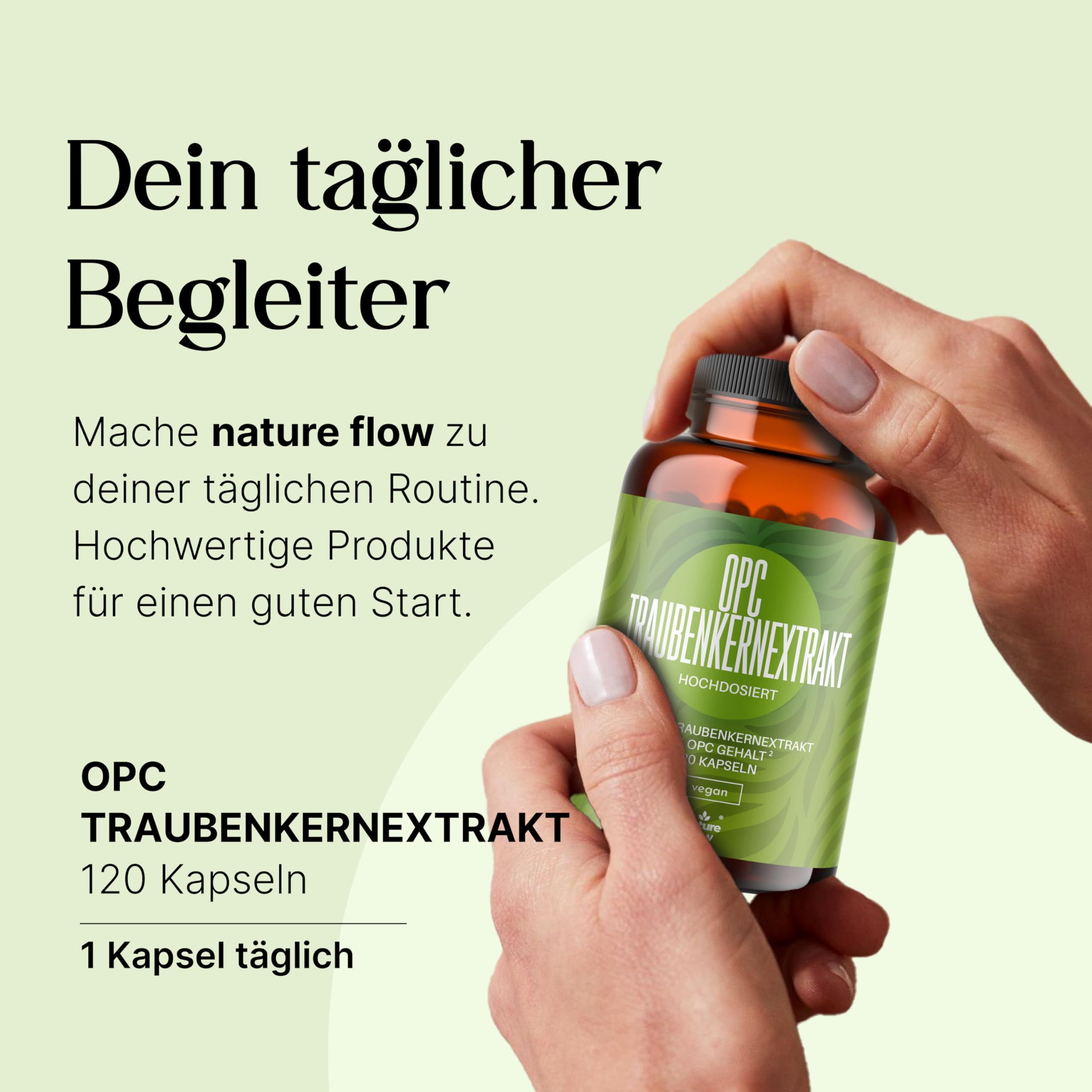 OPC Traubenkernextrakt Hochdosiert - 120 Kapseln - 4 Monate Vorrat - Nature Flow