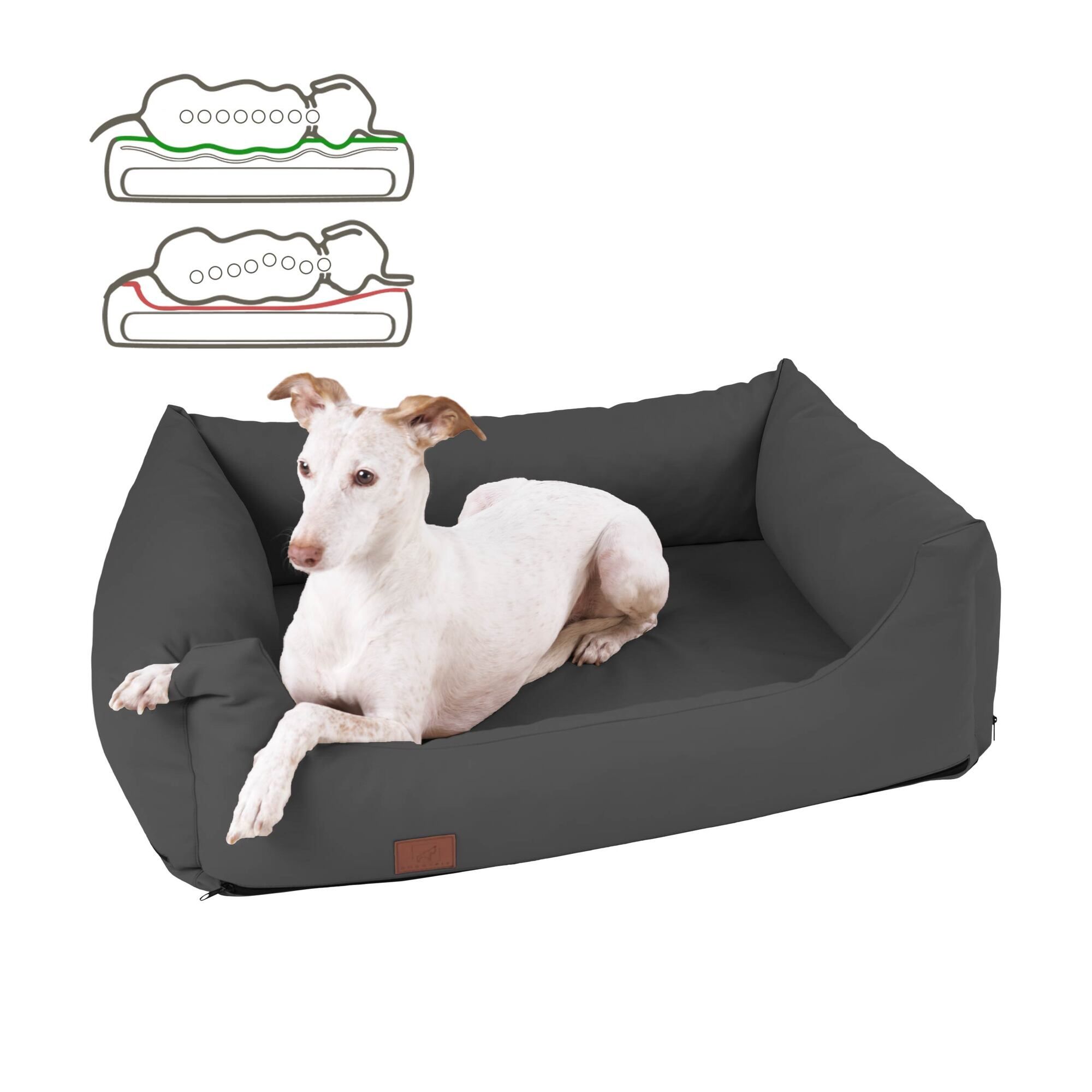 orthopädisches Hundebett "Buddy", Kunstleder, Farbe Grau 140 x 100