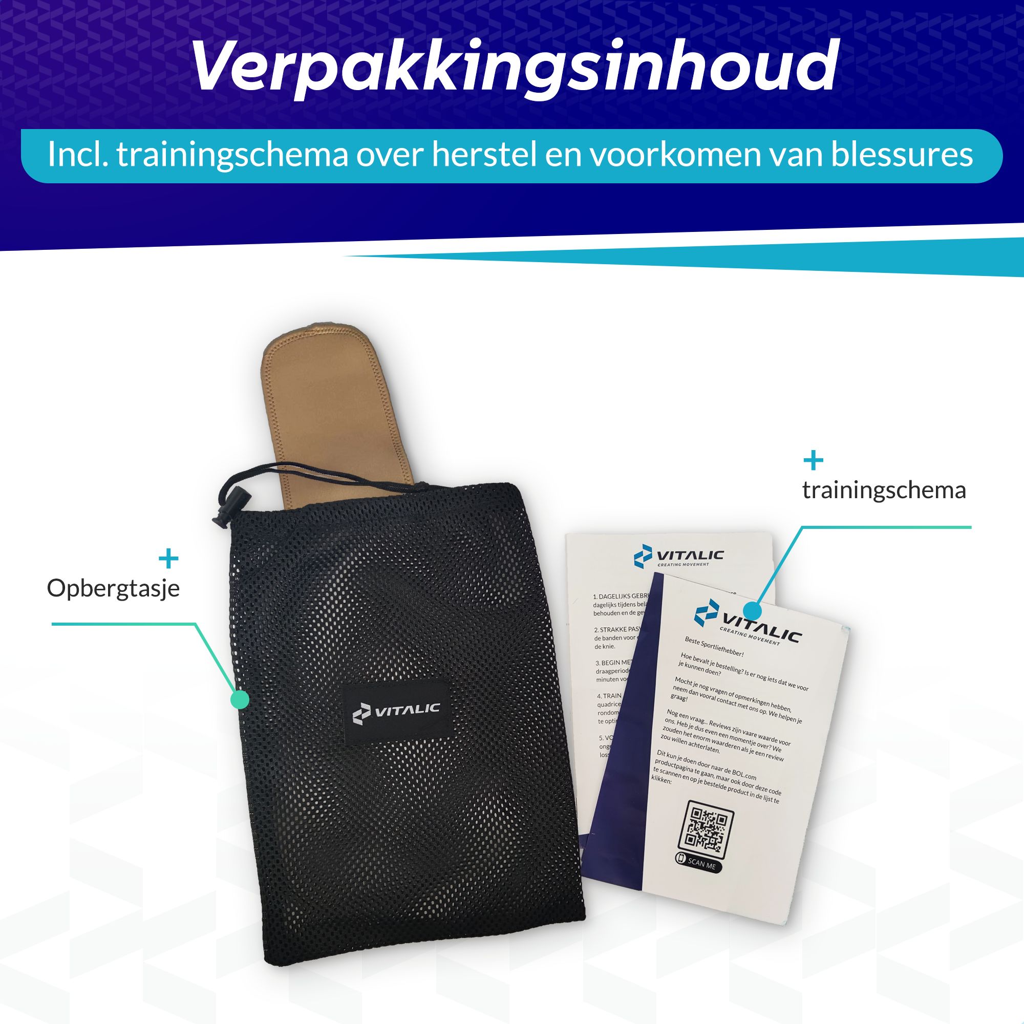 Schwarze Tasche mit Rückenstützgürtel, Trainingsschema und Logo.