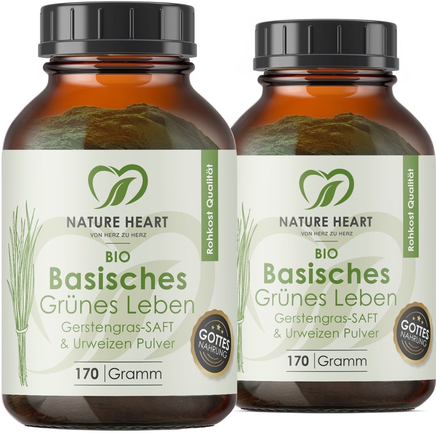 Nature Heart BIO Basisches Grünes Leben - Gerstengrassaft Pulver 2x170 g