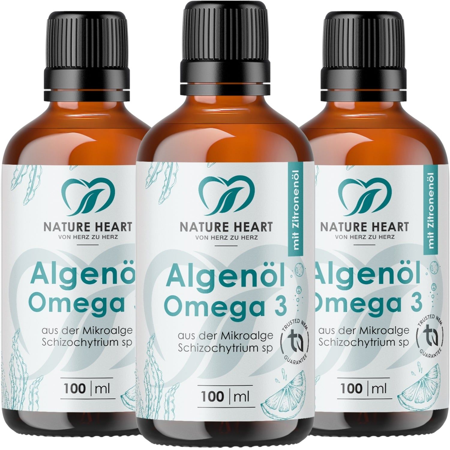 Nature Heart Algenöl Omega 3 3x100 ml Öl