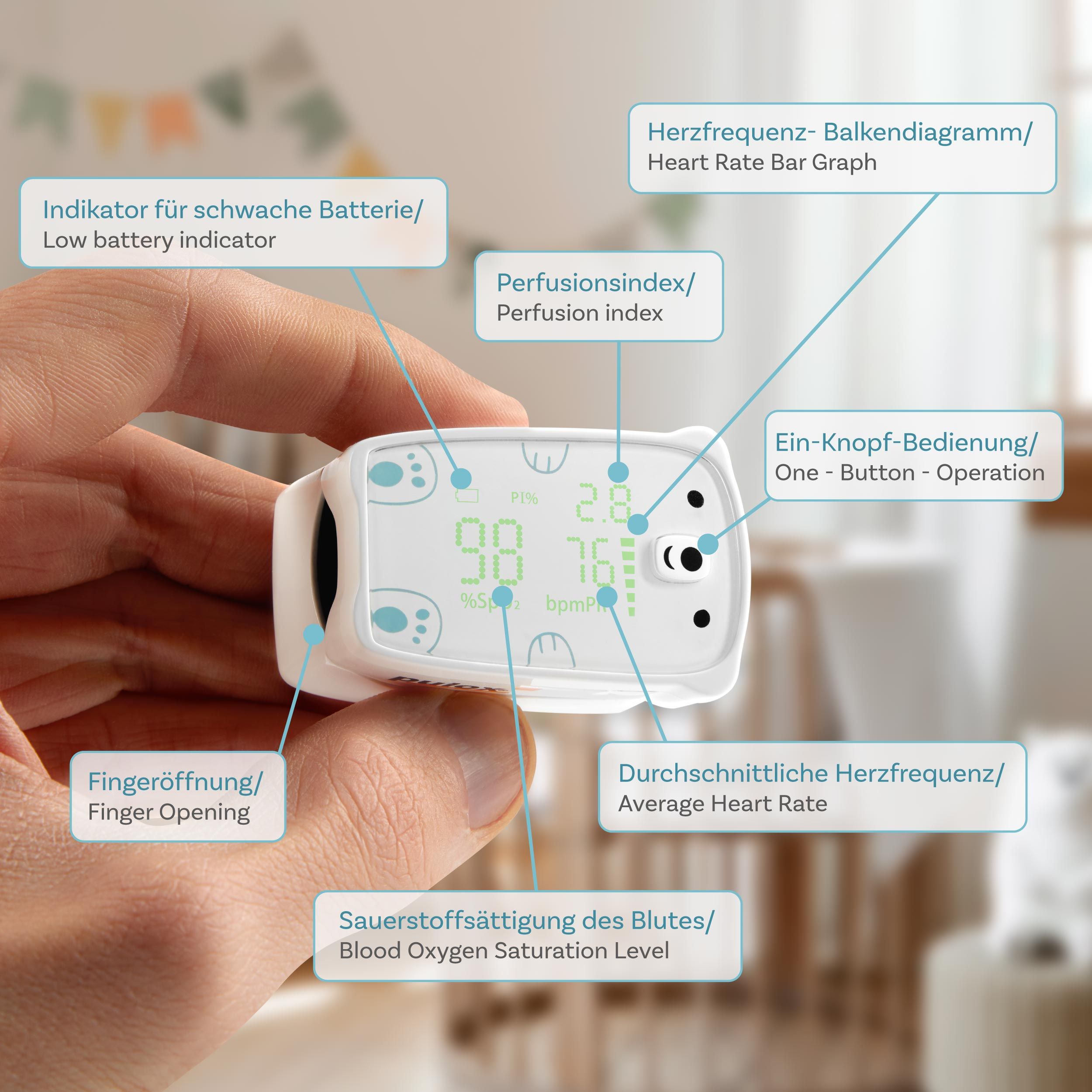 Pulox Po-235 - Finger-Pulsoximeter für Kinder mit Alarm in Weiß 1 St