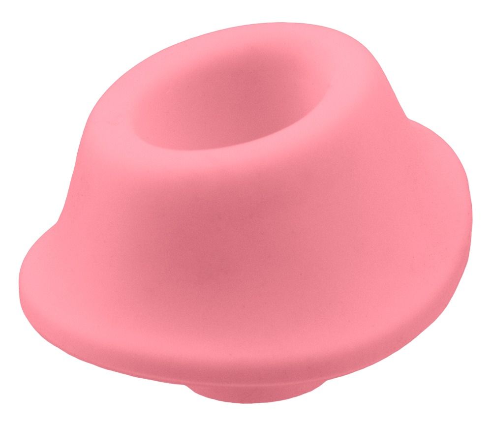 Einzelner rosa Ersatzkopf. Konische Form mit Öffnung. Auf weißem Hintergrund.