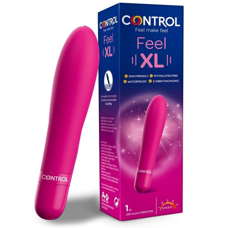 Verpackung mit pinkem Vibrator, Marke Control, Feel XL.