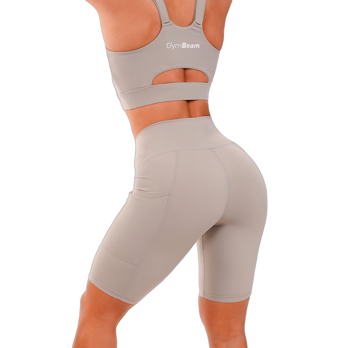 GymBeam Biker Shorts Damen Slim mit hoher Taille und Taschen in Grau