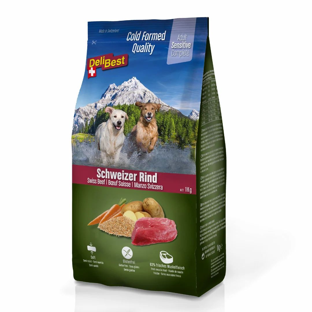DeliBest Hund Adult Sensitive Complete Rind halbfeuchtes Trockenfutter (kaltgeformt) 1000 g Futter