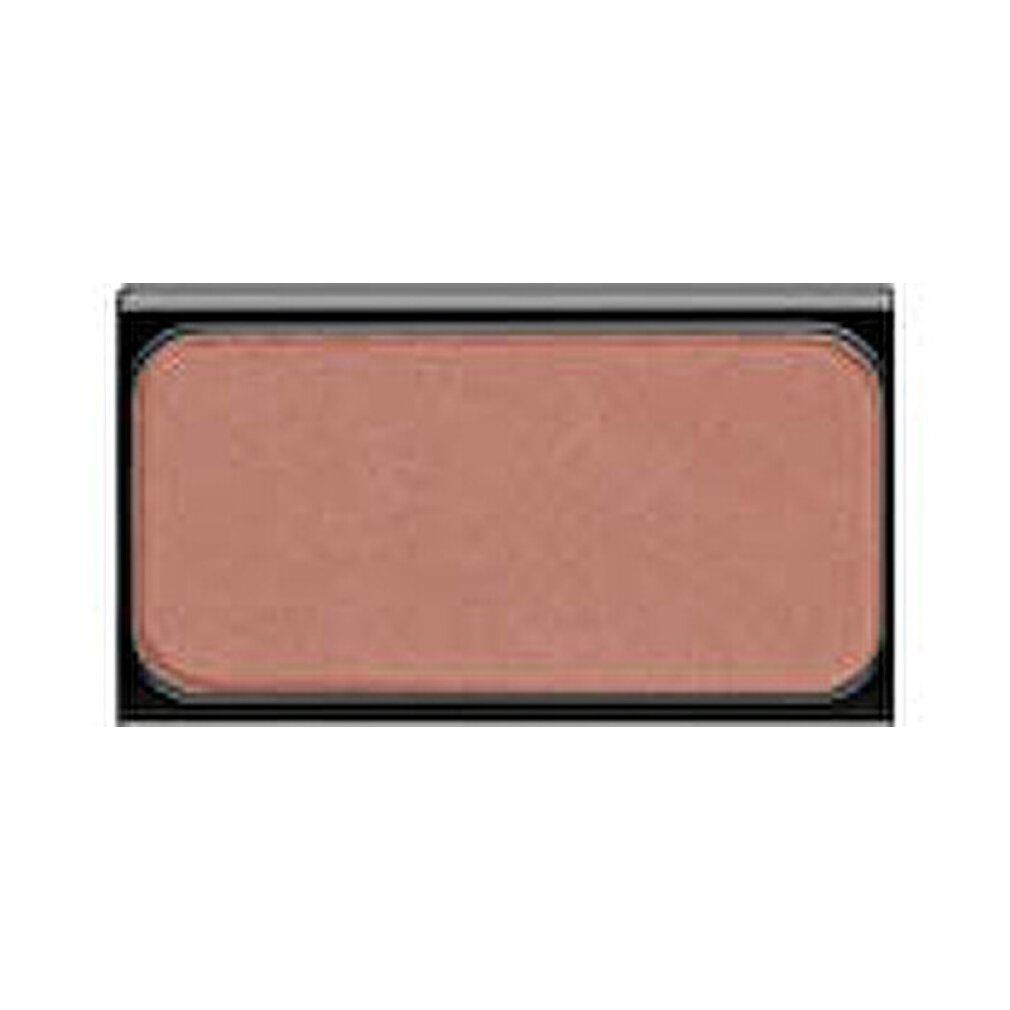 Rechteckiger Blusher in einem schwarzen Behälter. Die Farbe ist ein gedämpftes Braun.