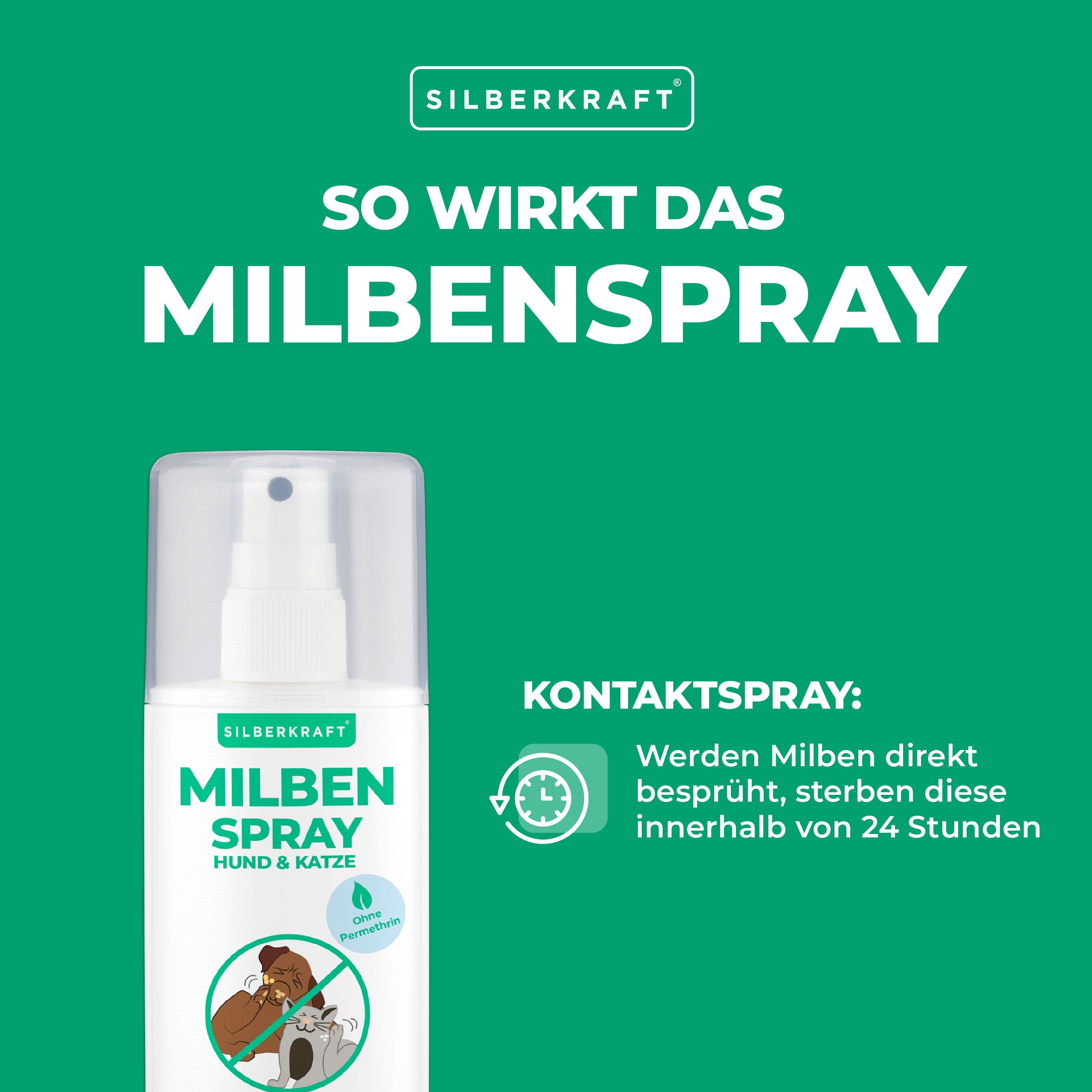 SILBERKRAFT Milbenspray Hund & Katze