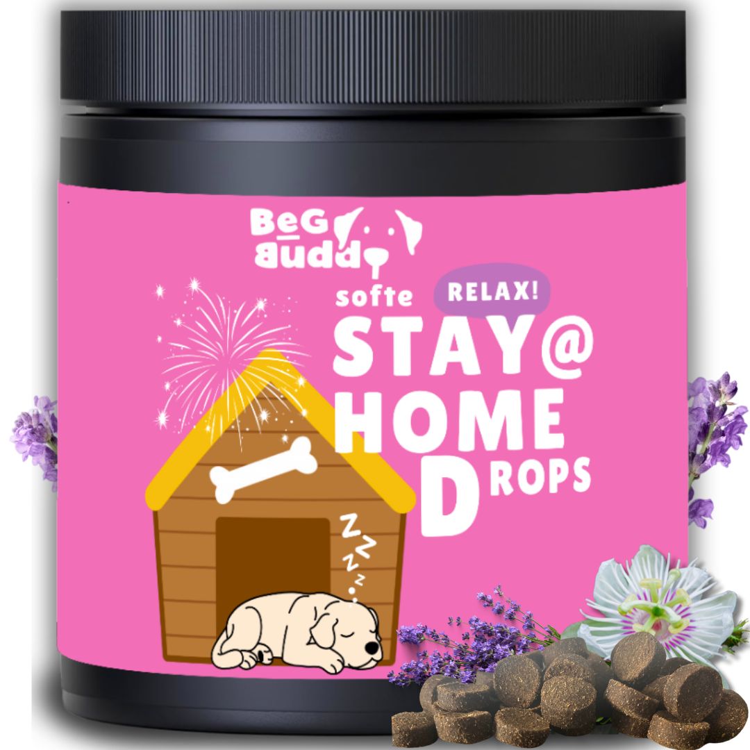 BeG Buddy STAY@HOME Relax Snack für Hunde mit Baldrian, Beruhigung, Silvester