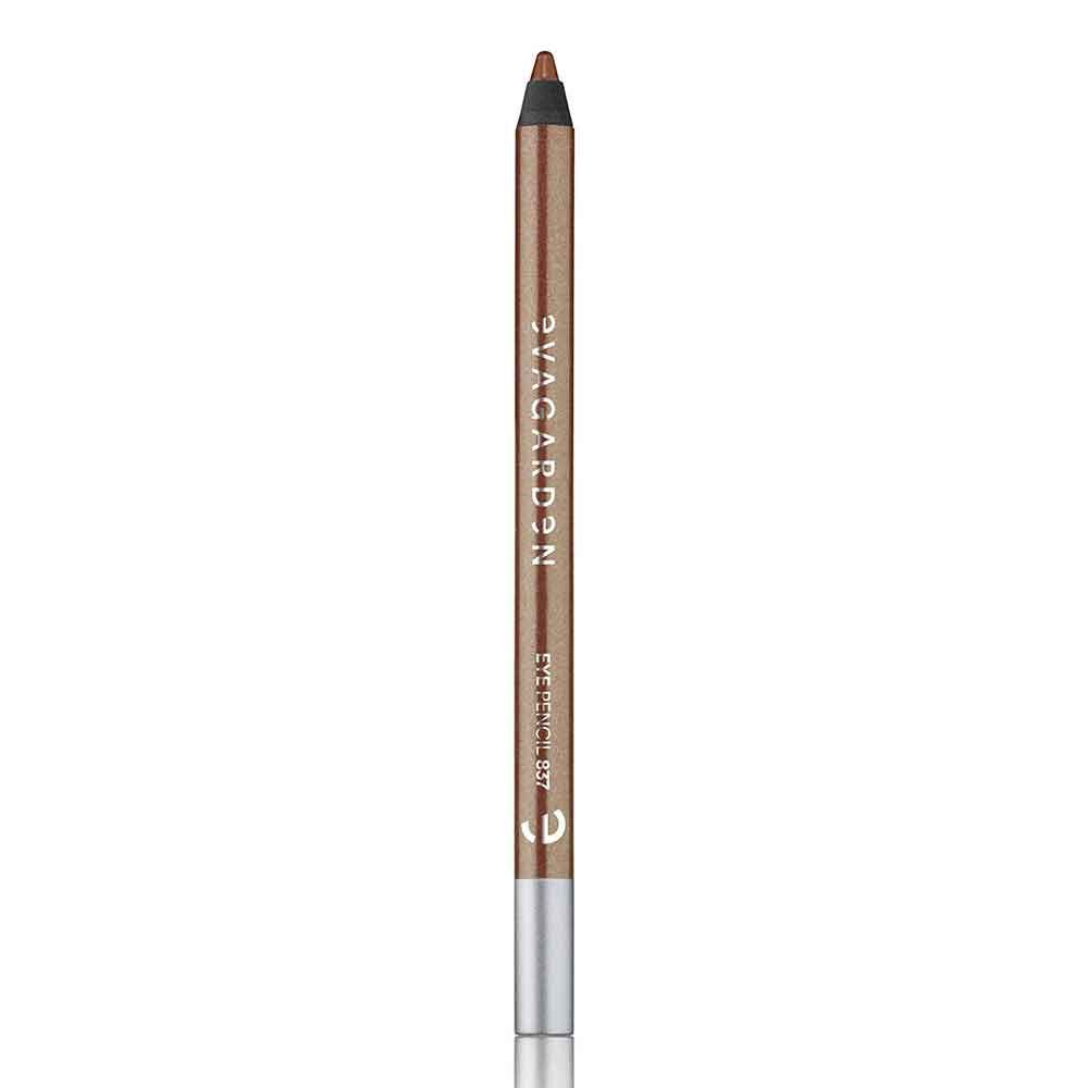 Kupferfarbener Augenstift. Aufschrift: EVA GARDEN, EYE PENCIL 837. Silberfarbene Spitze.