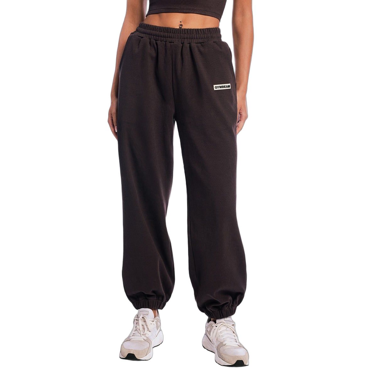 GymBeam Jogginghose Damen oversized mit hoher Taille Tee Brown 1 St