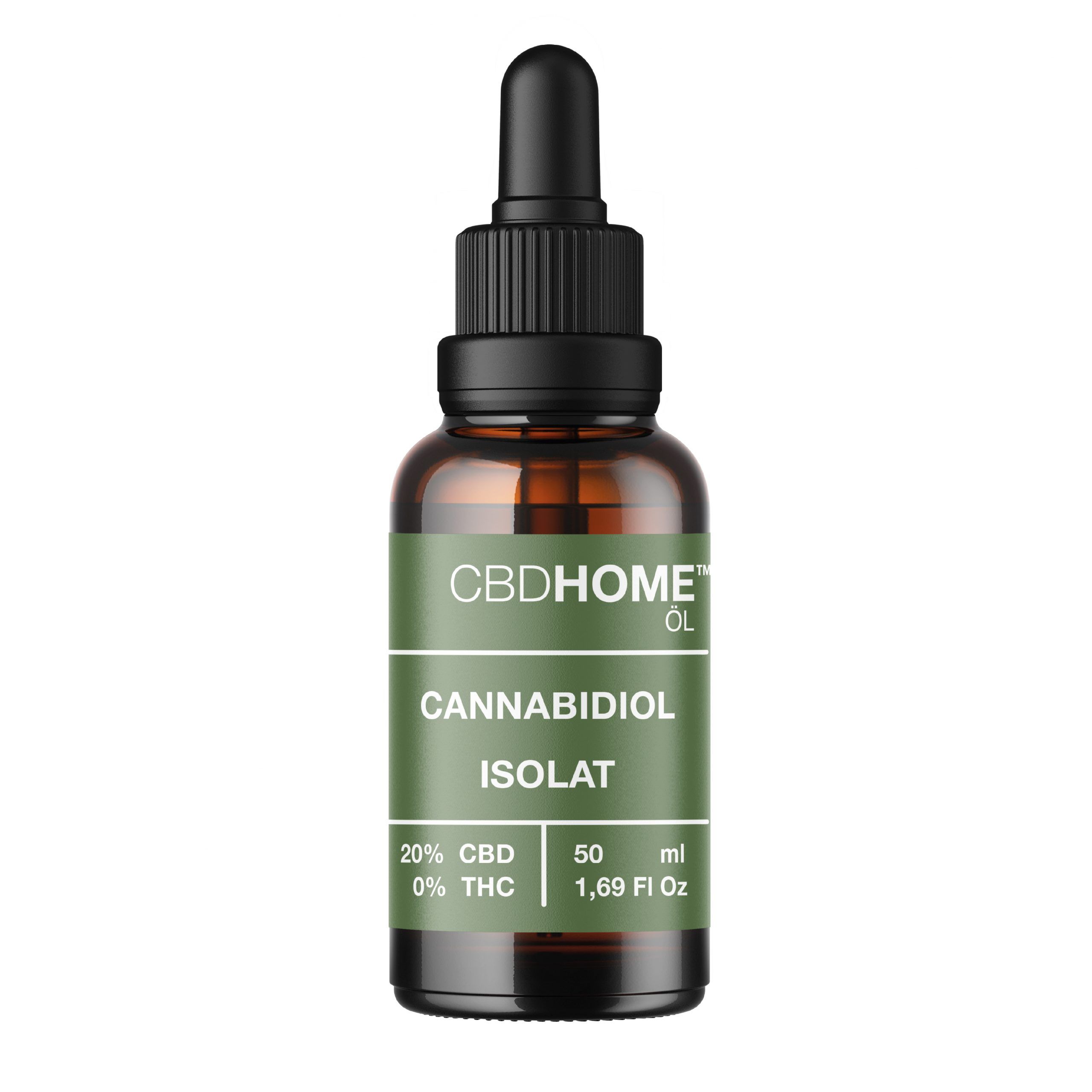 CBDHOME Ölflasche mit Pipette. 20% CBD, 0% THC, 50ml.