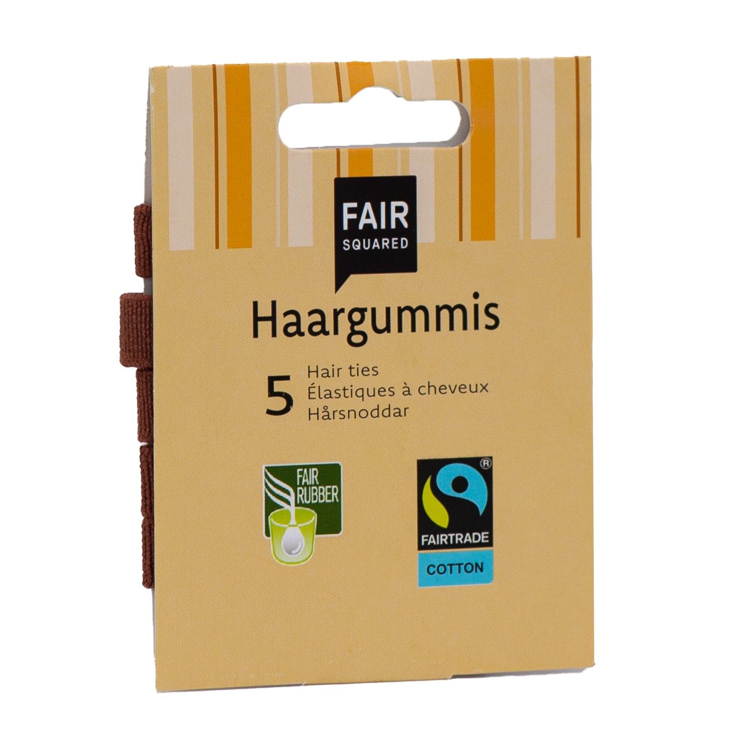 FAIR SQUARED Haargummi Braun 5er