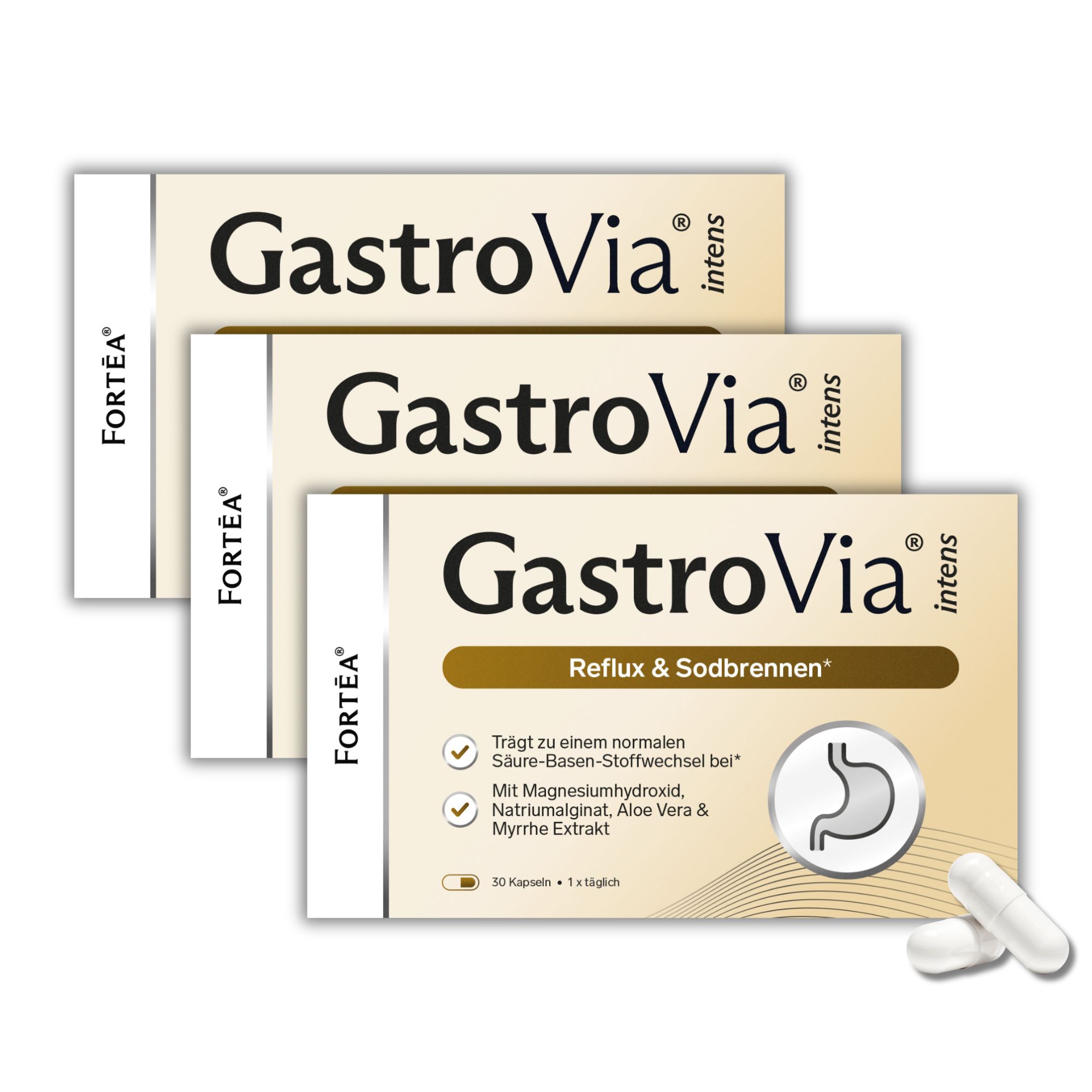 Fortea® GastroVia® intens – Reflux & Sodbrennen 90 g Kapseln