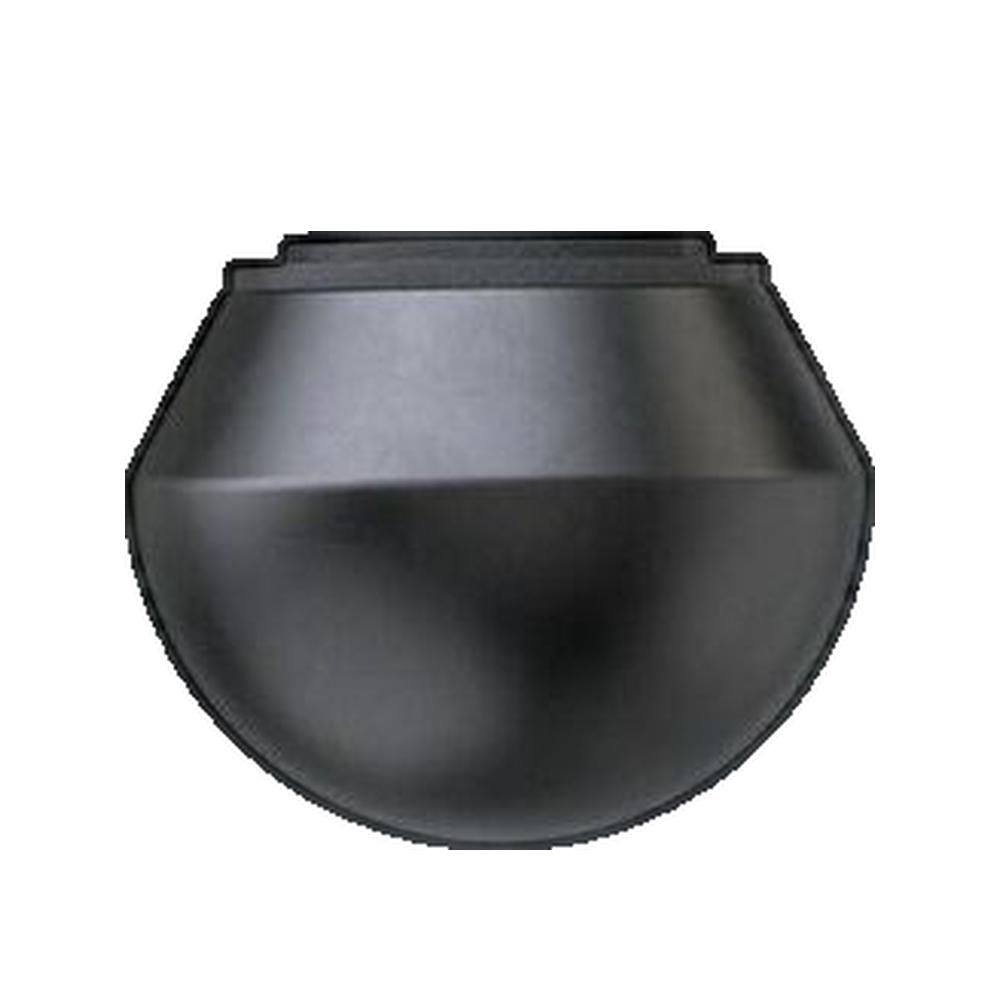 Schwarzer Massageball. Kegelförmig mit flacher Oberseite. Aus schwarzem Material.