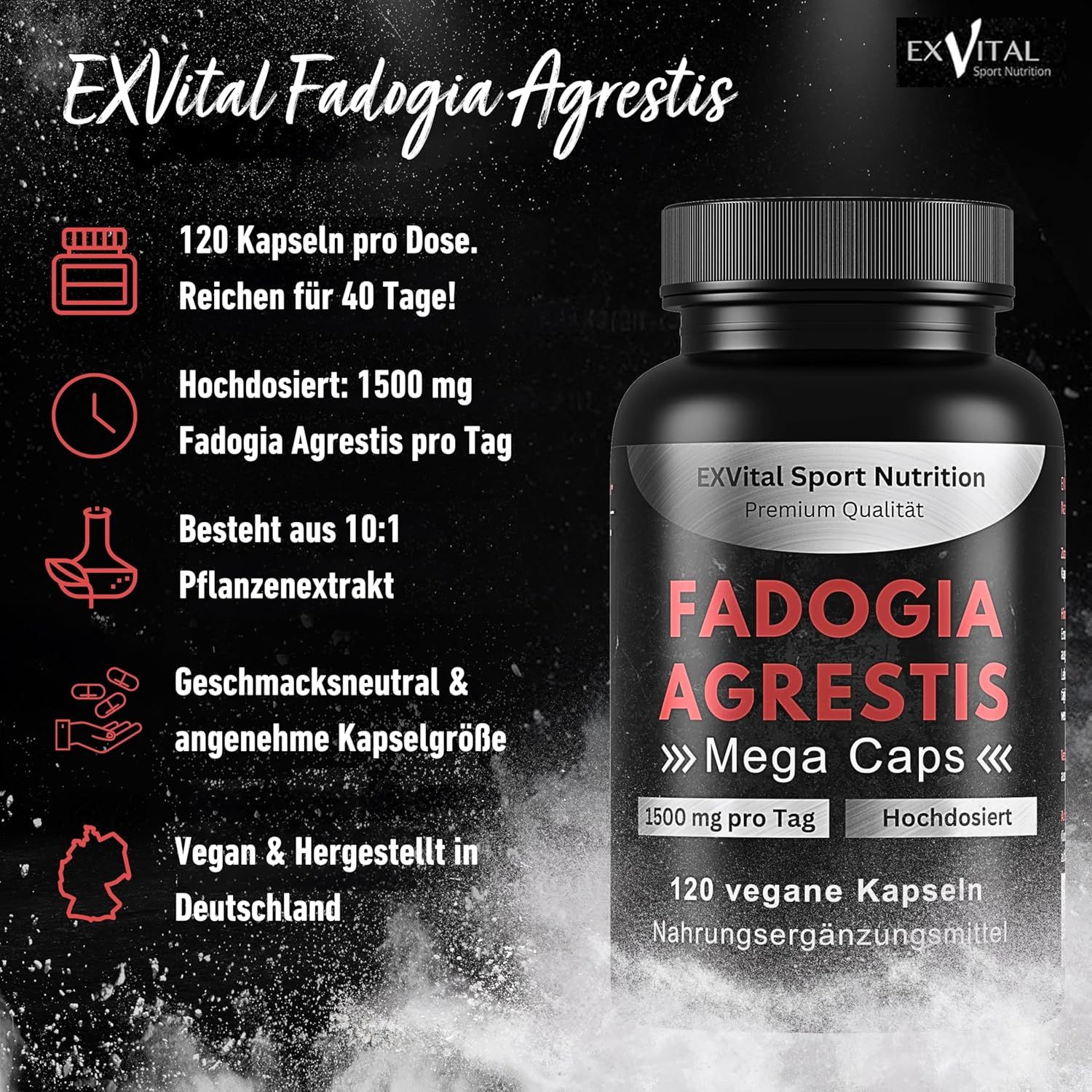 EXVital® Fadogia Agrestis Mega Caps, 1500 mg