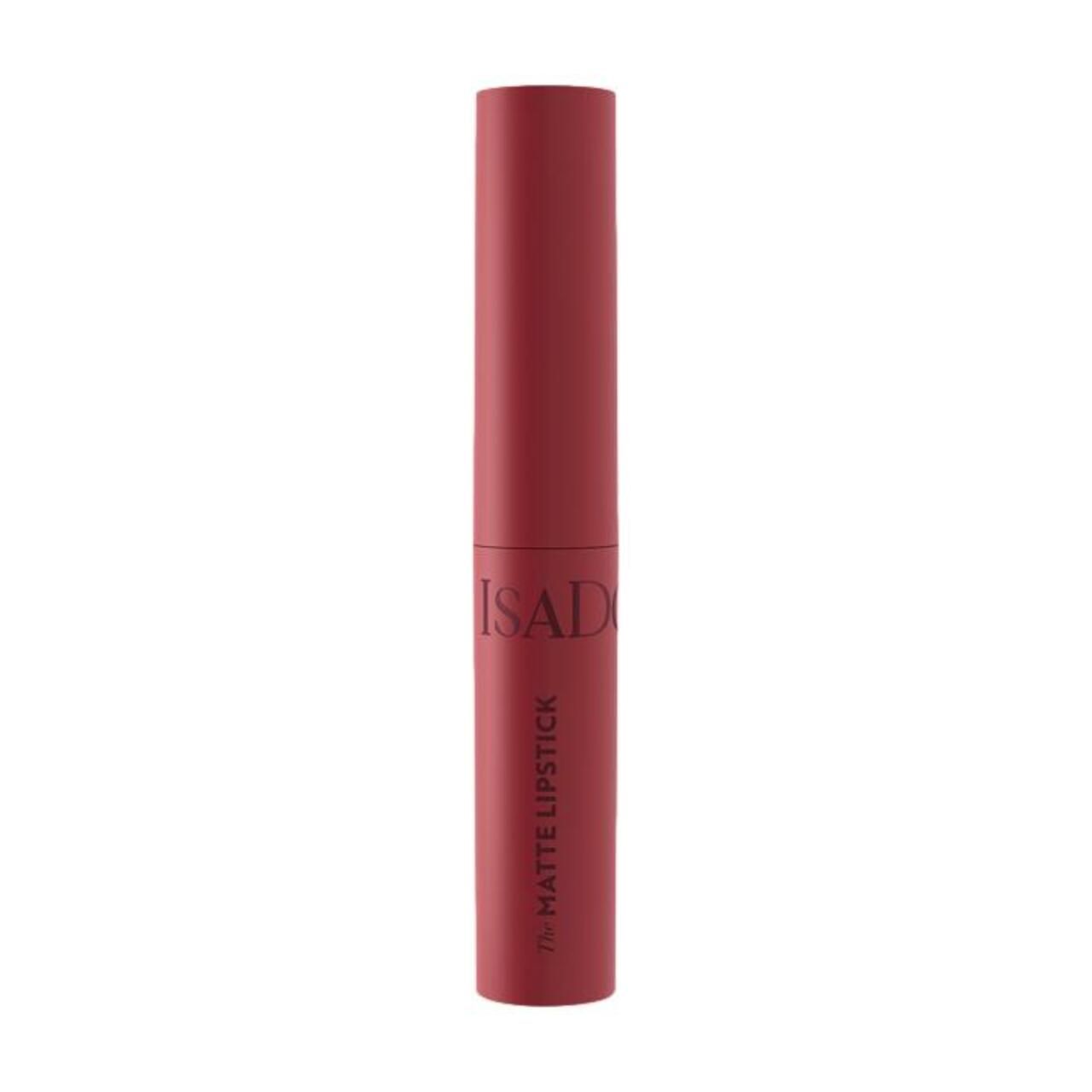 Roter Lippenstift in roter Hülse. Aufschrift: IsaDora, Matte Lipstick.
