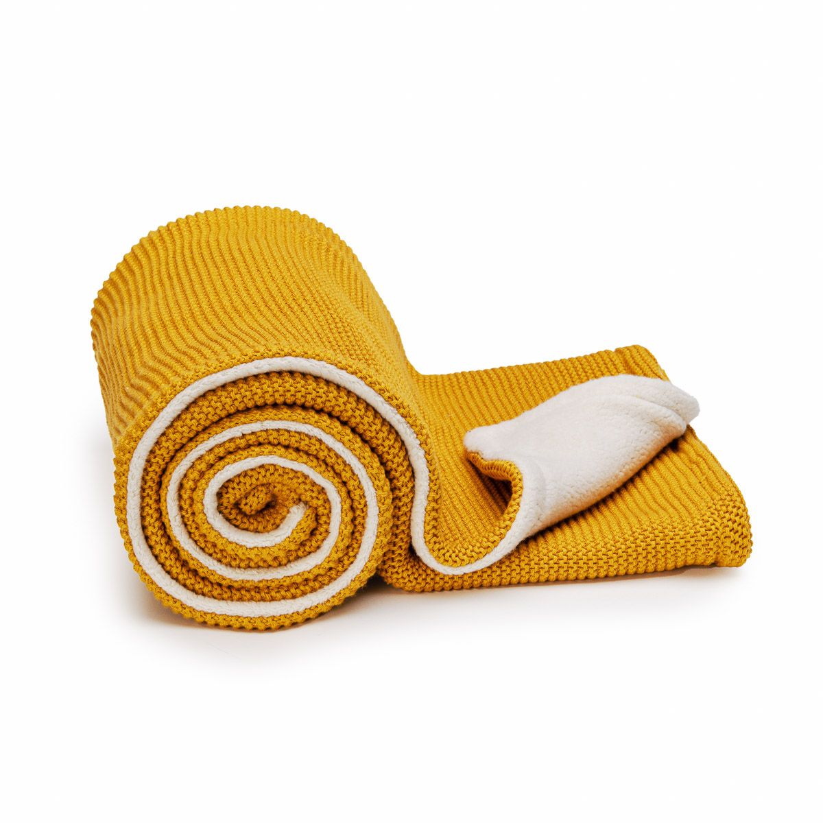 T-Tomi Gestrickte Decke Warm Mustard waves 1 St