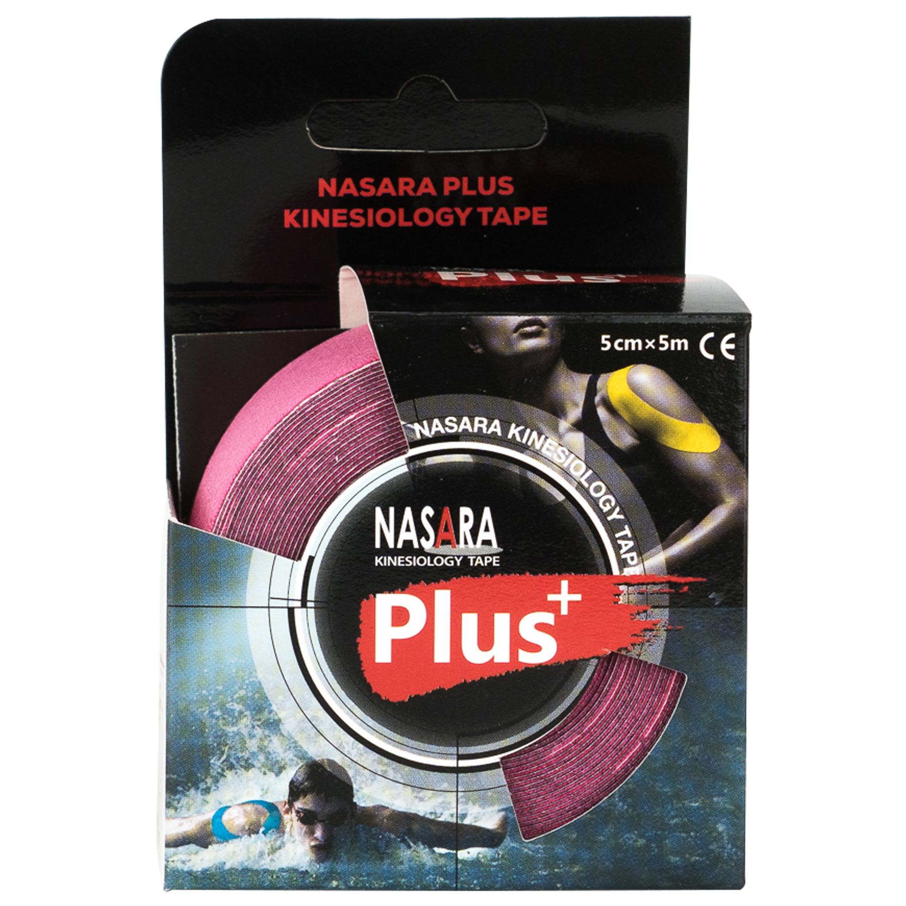 Nasara Plus Kinesiologie Tape 5 cmx5 m pink 1 St Bandage(s)