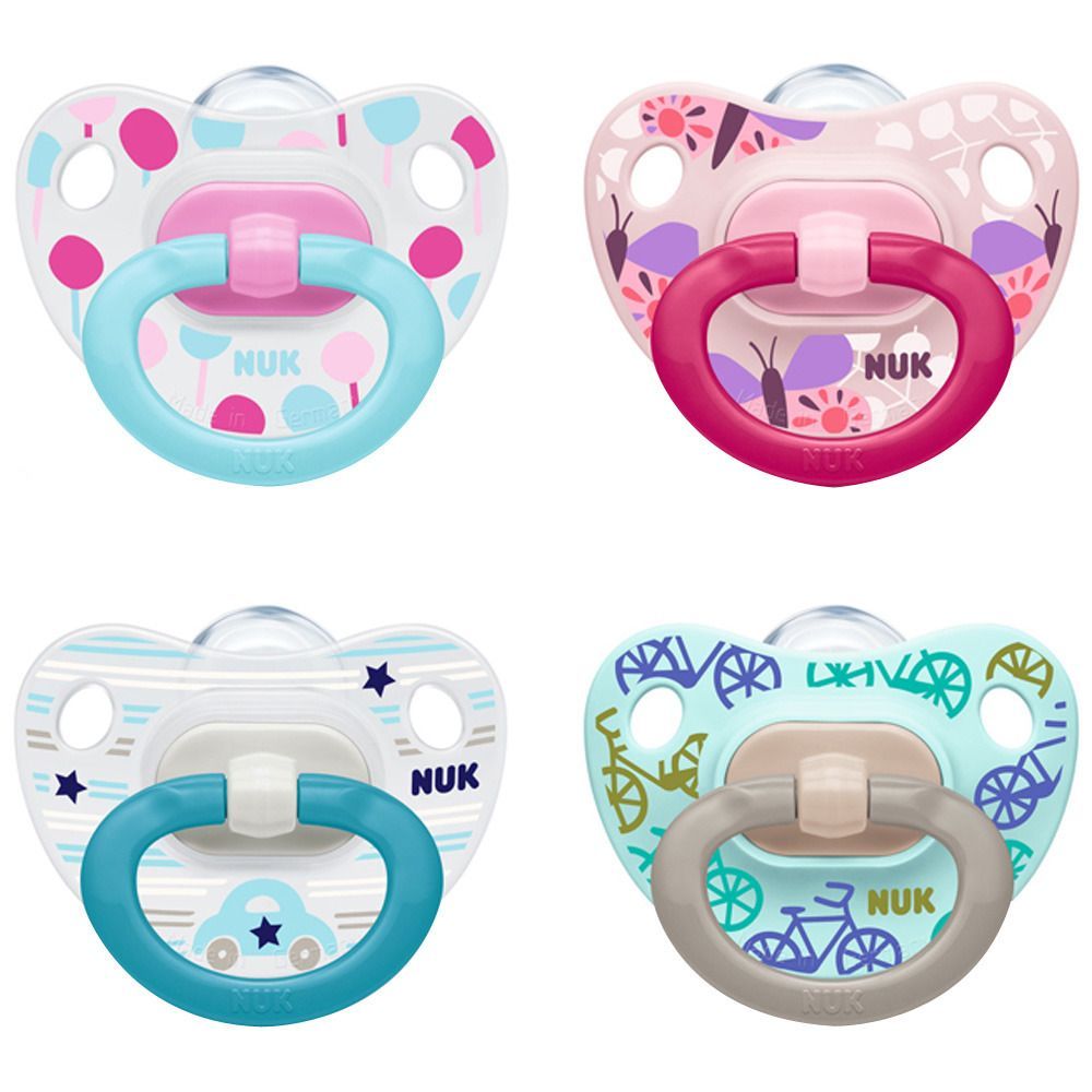 NUK® Classic Happy Days Schnuller aus Silikon Größe 6 bis 18 Monate (Farbe/Motiv nicht wählbar)