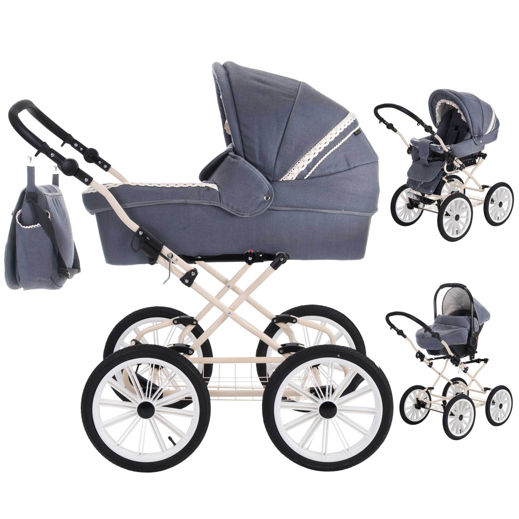 Friedrich Hugo Natureline Uni 3 in 1 Kinderwagen Komplettset, Harry Stone Creme