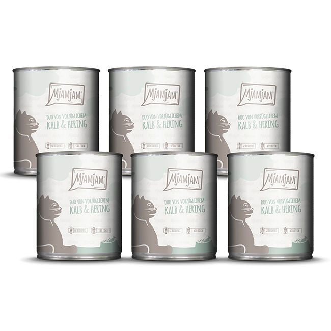 MjAMjAM - DUO von vorzüglichem Kalb & Hering 6x800 g Futter