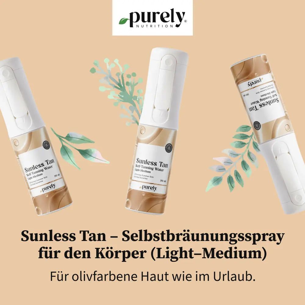 Purely Cosmetics Sunless Tan – Selbstbräunungsspray für den Körper (Light–Medium)