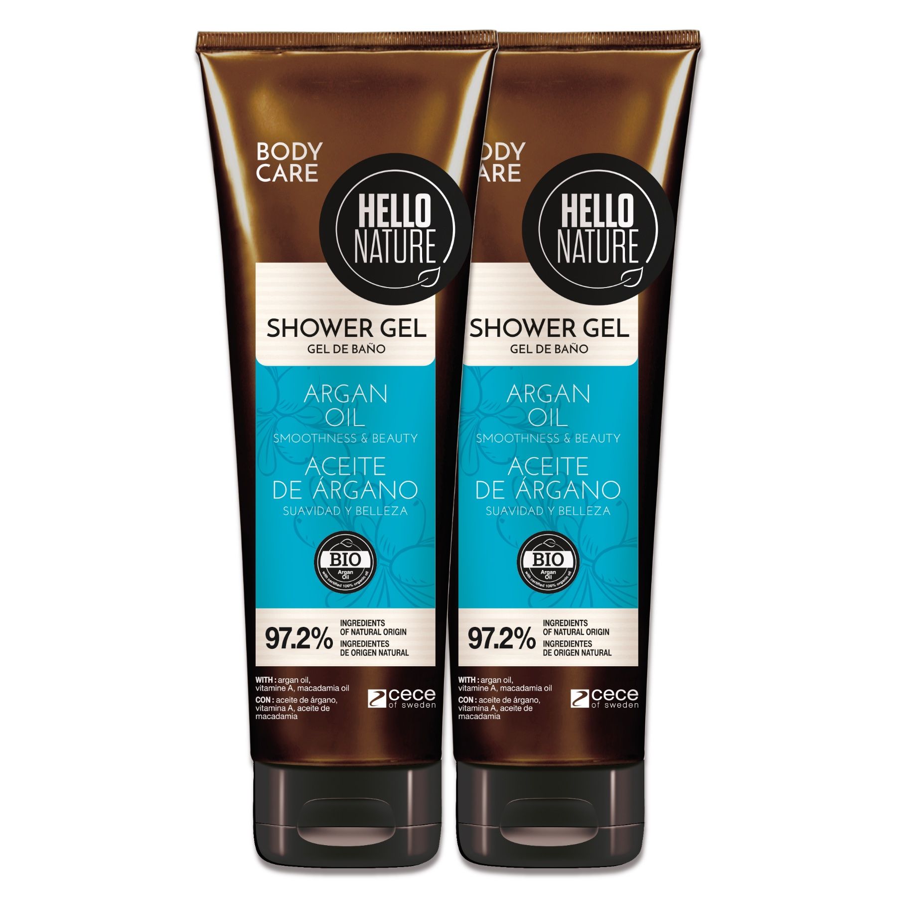 Hello Nature Duschgel für Hautpflege mit Arganöl 2x250 ml