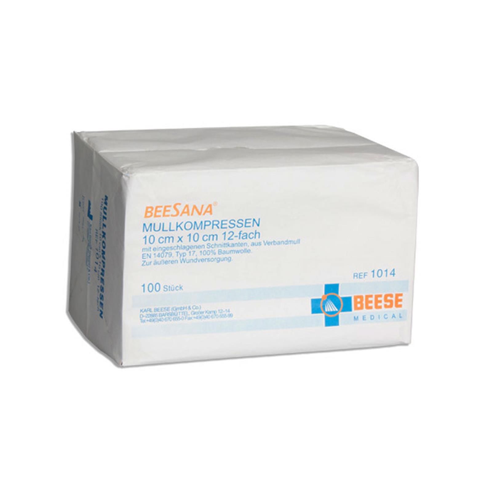 Beese Medical unsterile Mullkompressen 12- lagig 100 Stück 10 x 20 cm