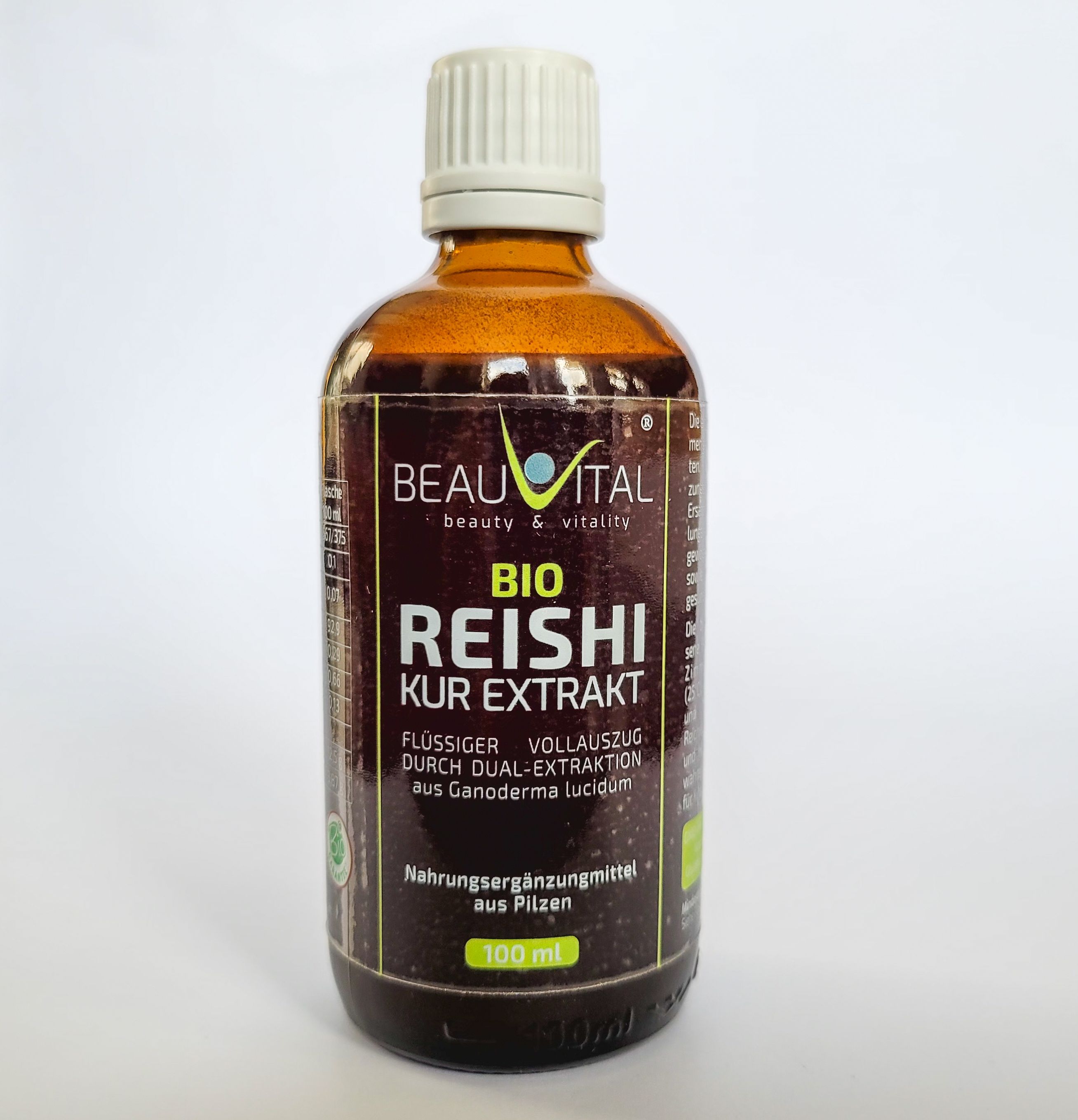 BEAUVITAL® Bio Reishi Kurextrakt | Flüssiger Vollauszug durch Dual-Extraktion