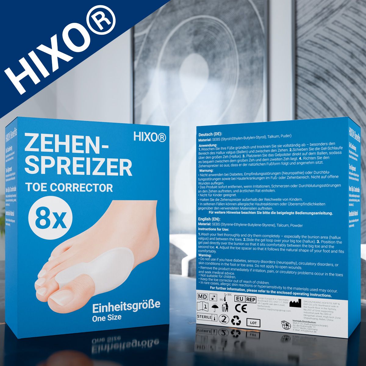 HIXO Zehenspreizer Hallux Valgus - Ballenschutz & Zehentrenner aus weichem Silikon ohne BPA