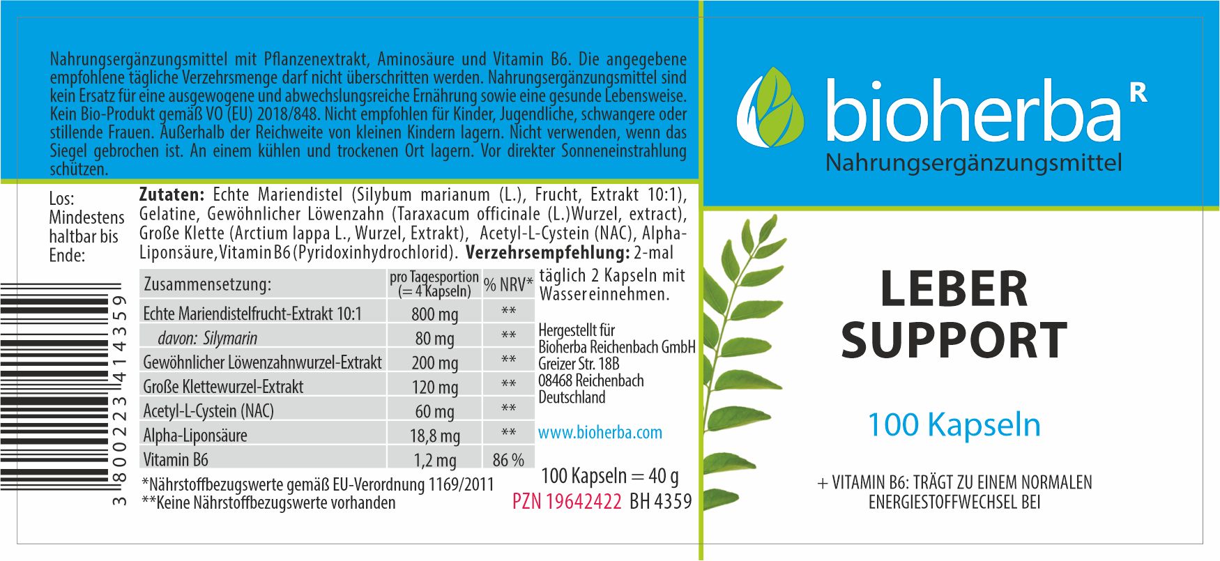 Bioherba Leber Formel Kapseln
