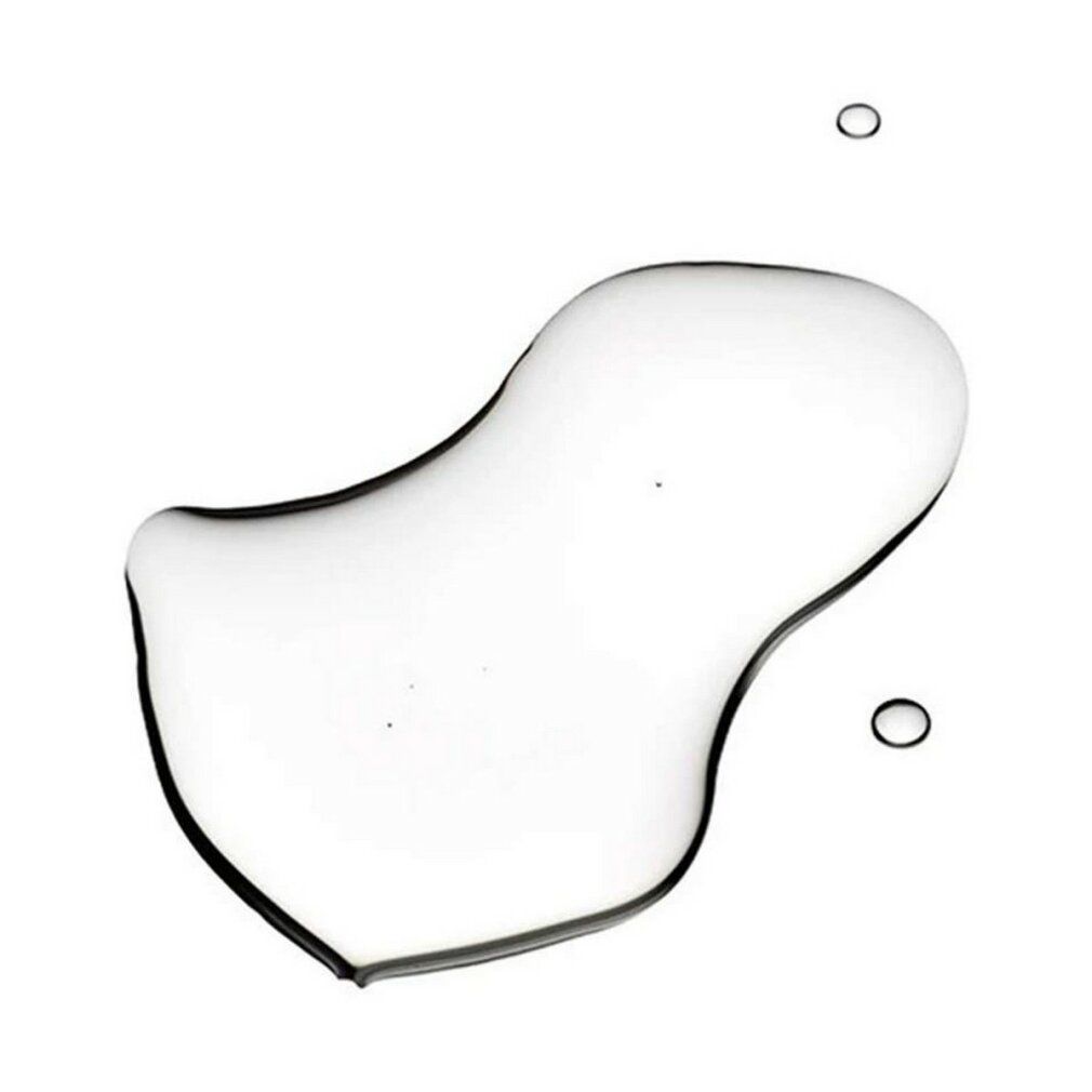 Klare Flüssigkeitstropfen auf weißem Hintergrund. Runde und unregelmäßige Formen.