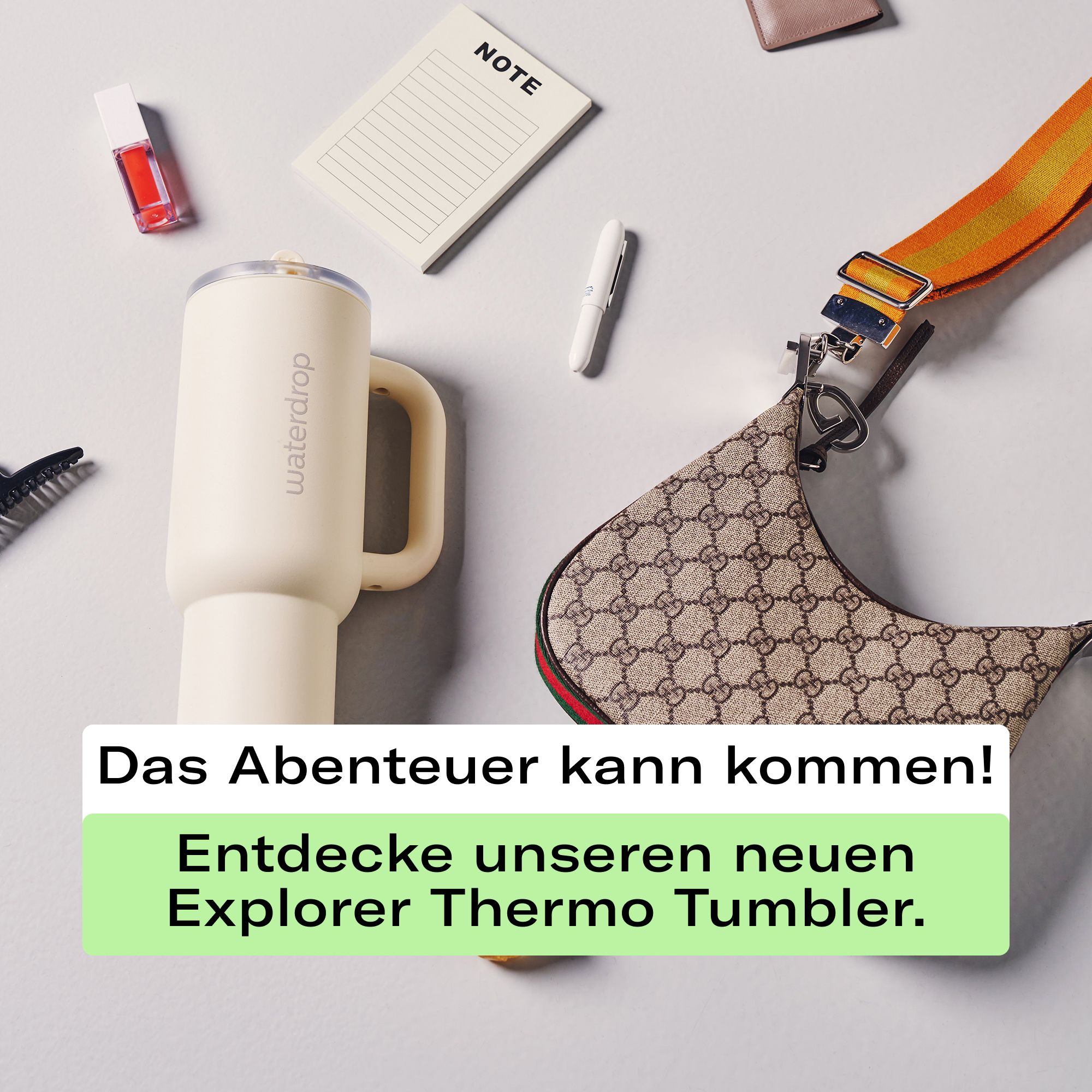 waterdrop® Explorer Thermobecher – 1,1 L Edelstahl – mit Trinkhalm, auslaufsicher & 12 h kühl