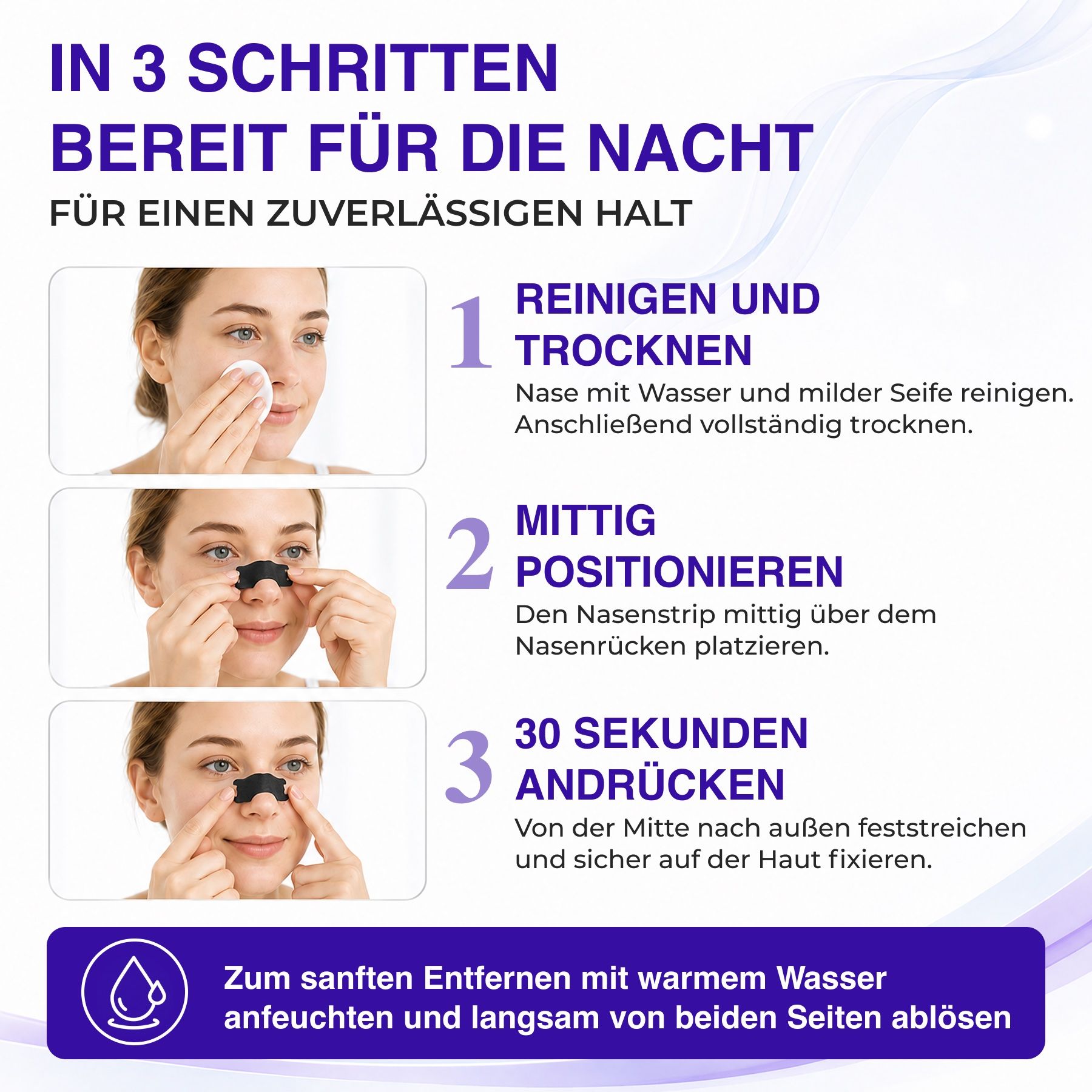 P-beauty Nasenpflaster Strips Nasenspreizer bei Schnarchen Hautfreundlich Schwarz