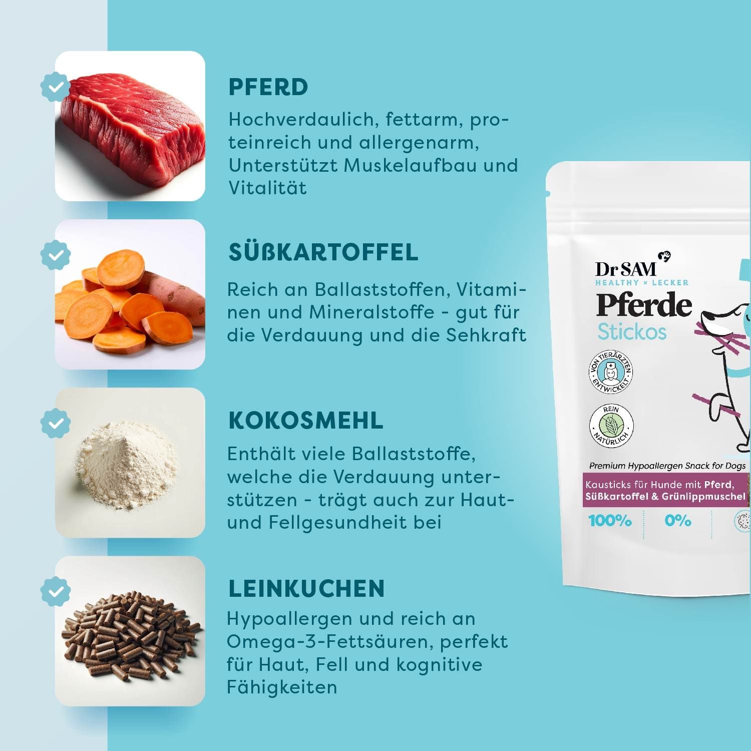 Dr. SAM Pferde Stickos für Hunde
