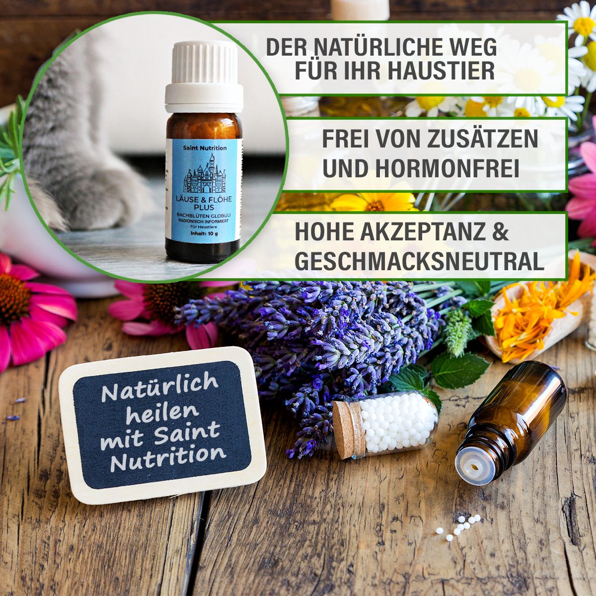 Saint Nutrition® | Läuse & Flöhe Plus Kügelchen für Hund & Katze