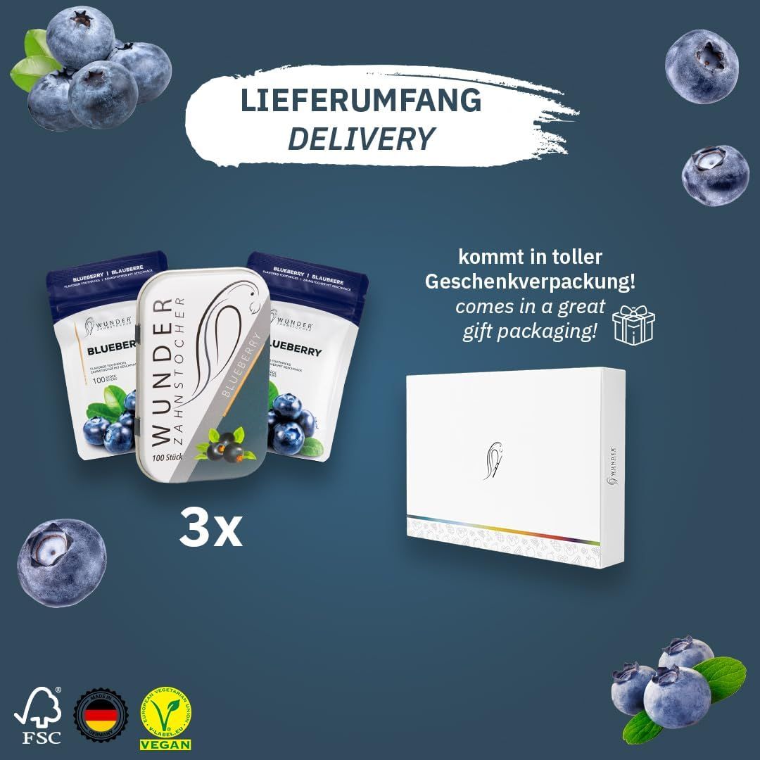 Produktverpackung mit Metallbox, Nachfüllpackungen und Geschenkbox. Blaubeeren-Illustrationen. 3x.