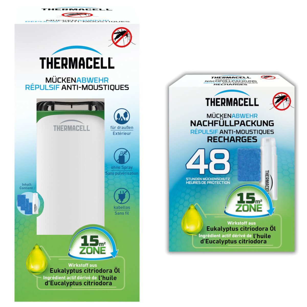 Thermacell Mückenabwehr Protect, weiß-grün + Nachfüllpackung 48 Stunden 1 St Set