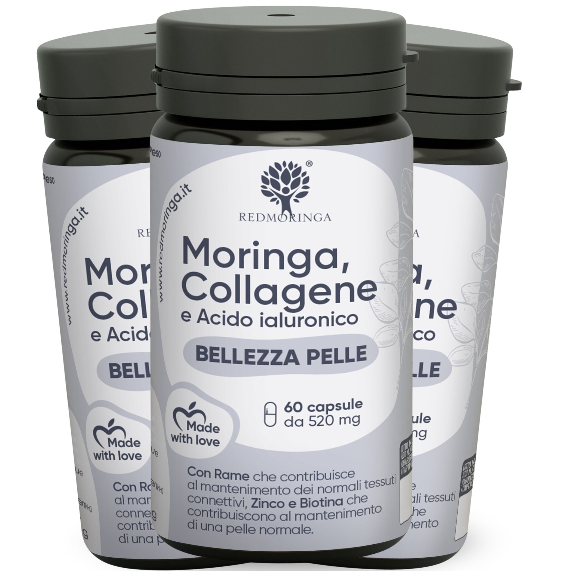 RedMoringa Kollagen Hyaluron, Vitamin C & Bio Moringa 180 Kapseln 3 St