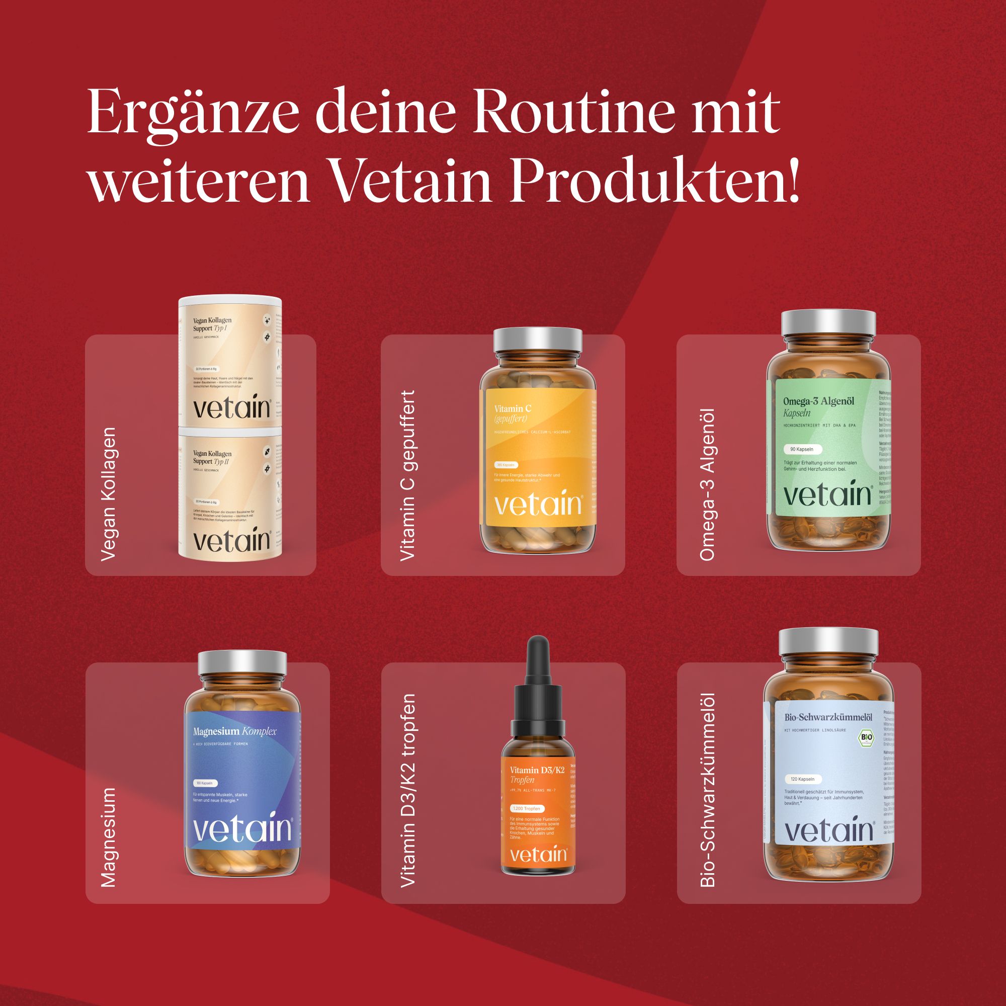 VETAIN Eisen Komplex - Mit 20mg Eisenbisglycinat, Vitamin C, Kupfer, Vitamin B6, B12 & Folsäure