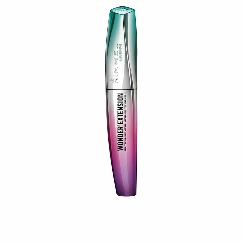 Rimmel London Wonder'Extension Mascara. Farbverlauf von Grün zu Lila. Silberne Mitte mit Schriftzug.
