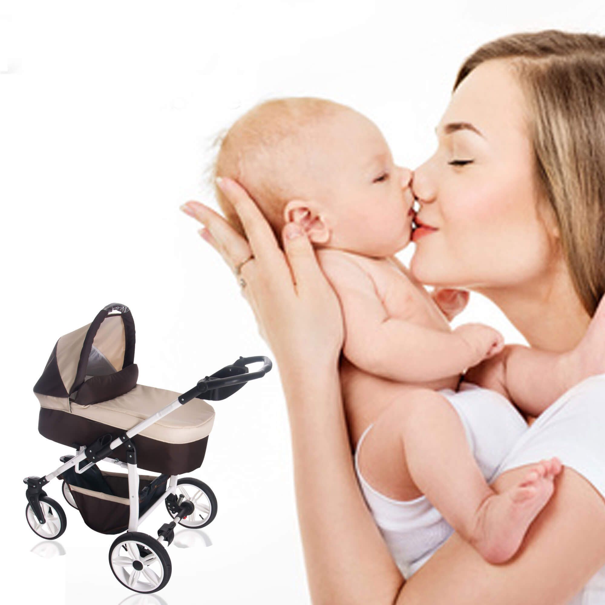 Bebebi Zürich 4 in 1 Kinderwagen Komplettset ISOFIX Basis Hartgummireifen, Charmey