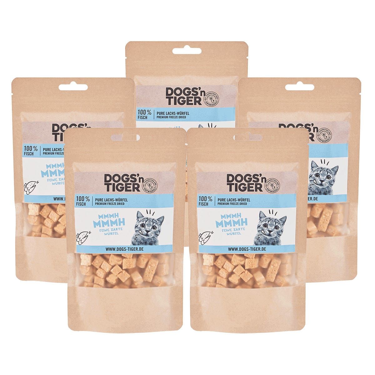 Dogs’n Tiger Adult Katzen Snacks Mmmh mmmh, Leckerlies, 100% Gefriergetrocknetes Lachsfilet