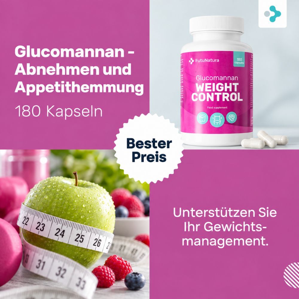 Flasche FutuNatura Glucomannan Weight Control, 180 Kapseln. "Il miglior prezzo".